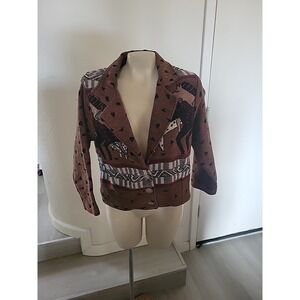 VTG Laurel Burch Silverado Jacket Horses Mustang L Rare Cowgirl Western Tapestry